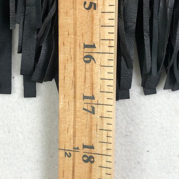 H&M DBlack Vegan Faux Suede Leather Tassel/Fringe Mini Skirt 2 XS 24" - Picture 8 of 13